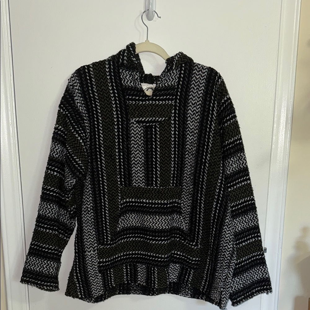 SOLD Black, Green, White Drug Rug/Baja Jacket